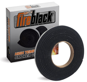 FireBlack hi temp smoker gasket 15ft, black seal for durable lid closure.