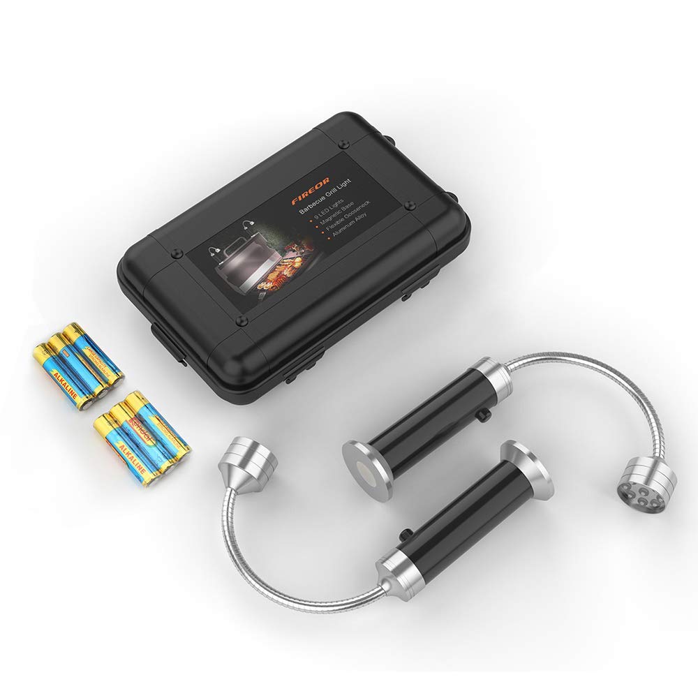 Fireor grill light ships with batteries included for quick setup.