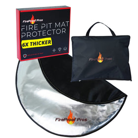 FireProof Pros 36-inch fire pit protector front view shows thick 6mm protection for decks.