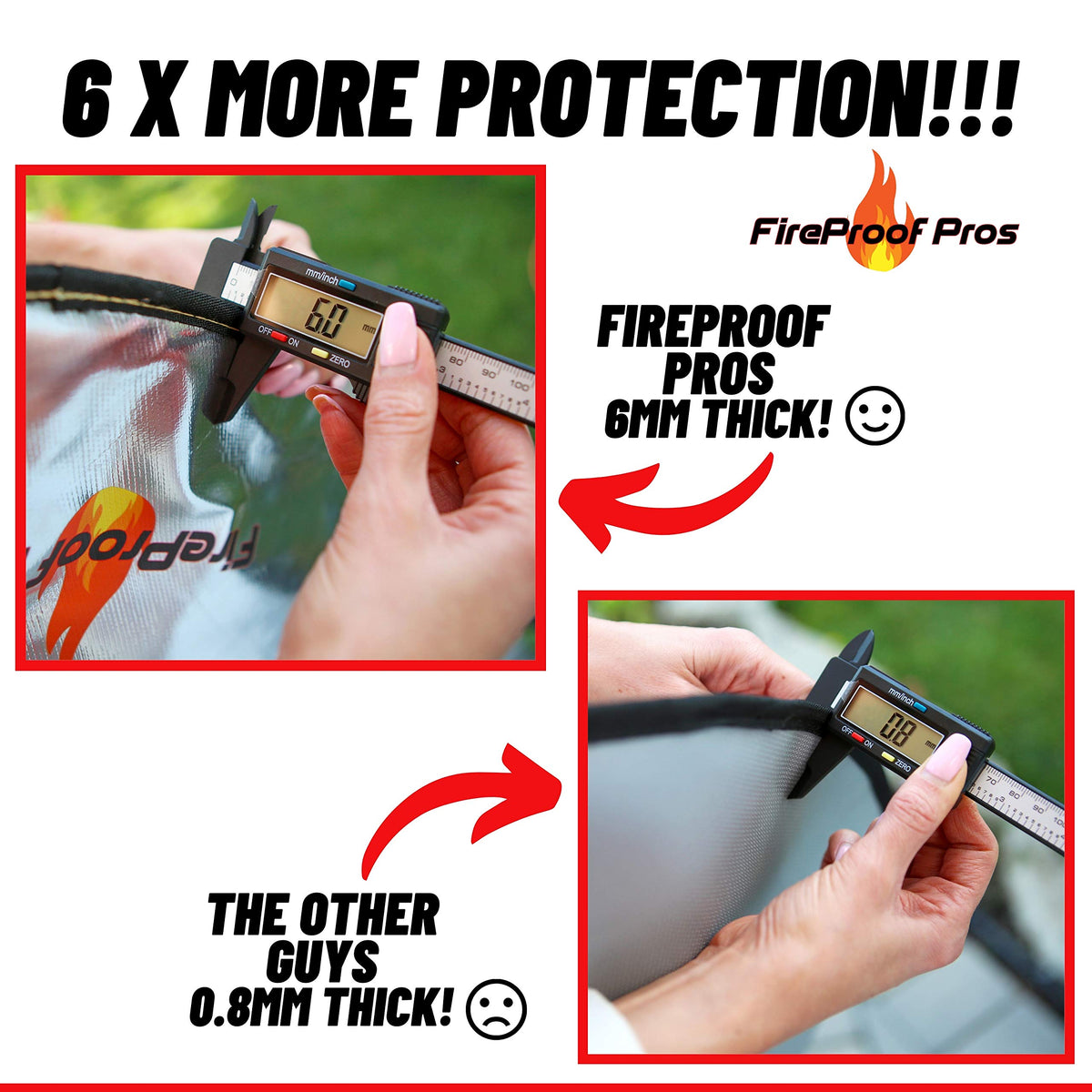 FireProof Pros 36-inch fire pit protector side view demonstrates multi-layer heat defense.