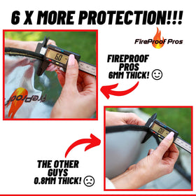 FireProof Pros 36-inch fire pit protector side view demonstrates multi-layer heat defense.