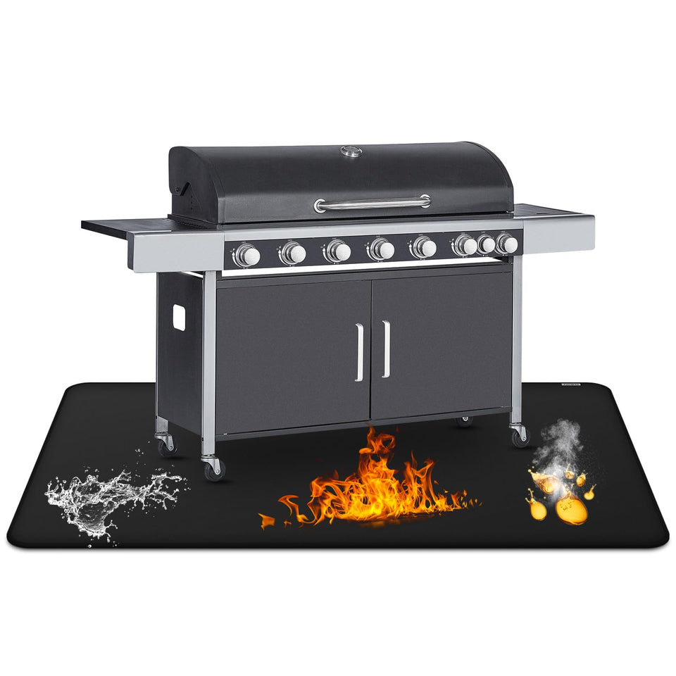 FireWESS grill mat 40x60 inch protects outdoor surfaces from embers and stains.
