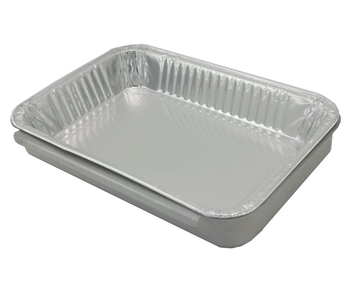 Firsgrill aluminum pan shows high heat tolerance for oven or grill use.