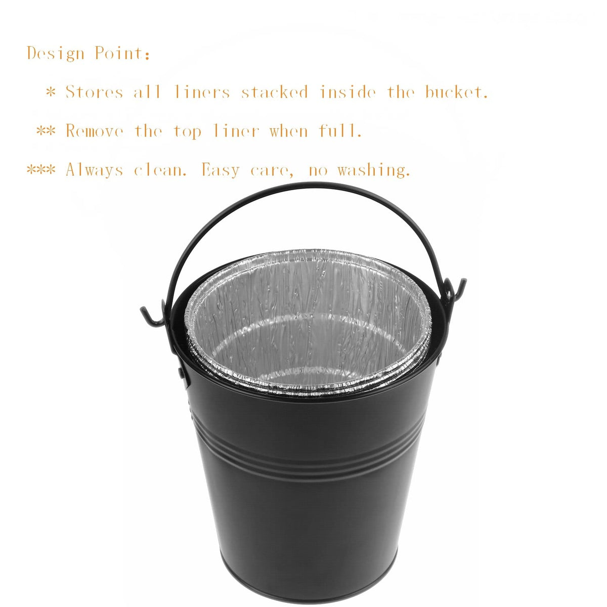 Firsgrill bucket dimensions help fit standard grease cups precisely.