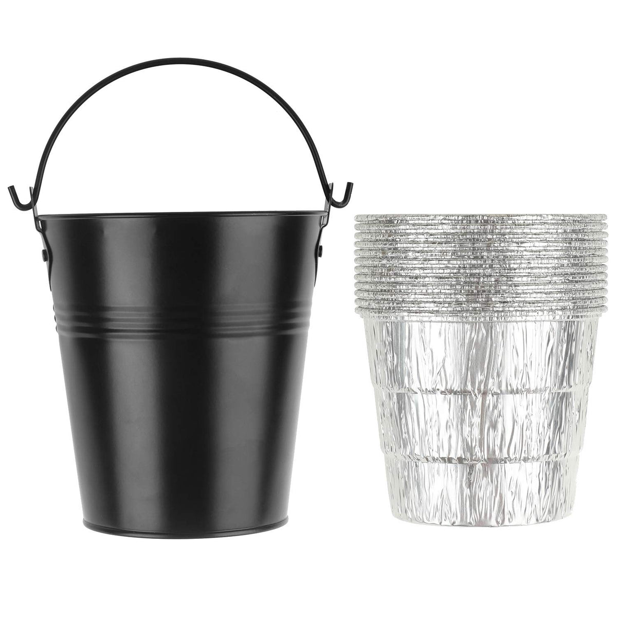 Firsgrill drip grease bucket mounted on grill for easy, mess-free cooking.