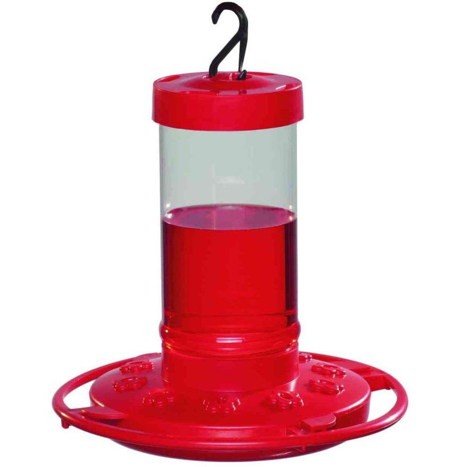 First Nature 4-Pack hummingbird feeder with red ports attracts birds and is easy to fill