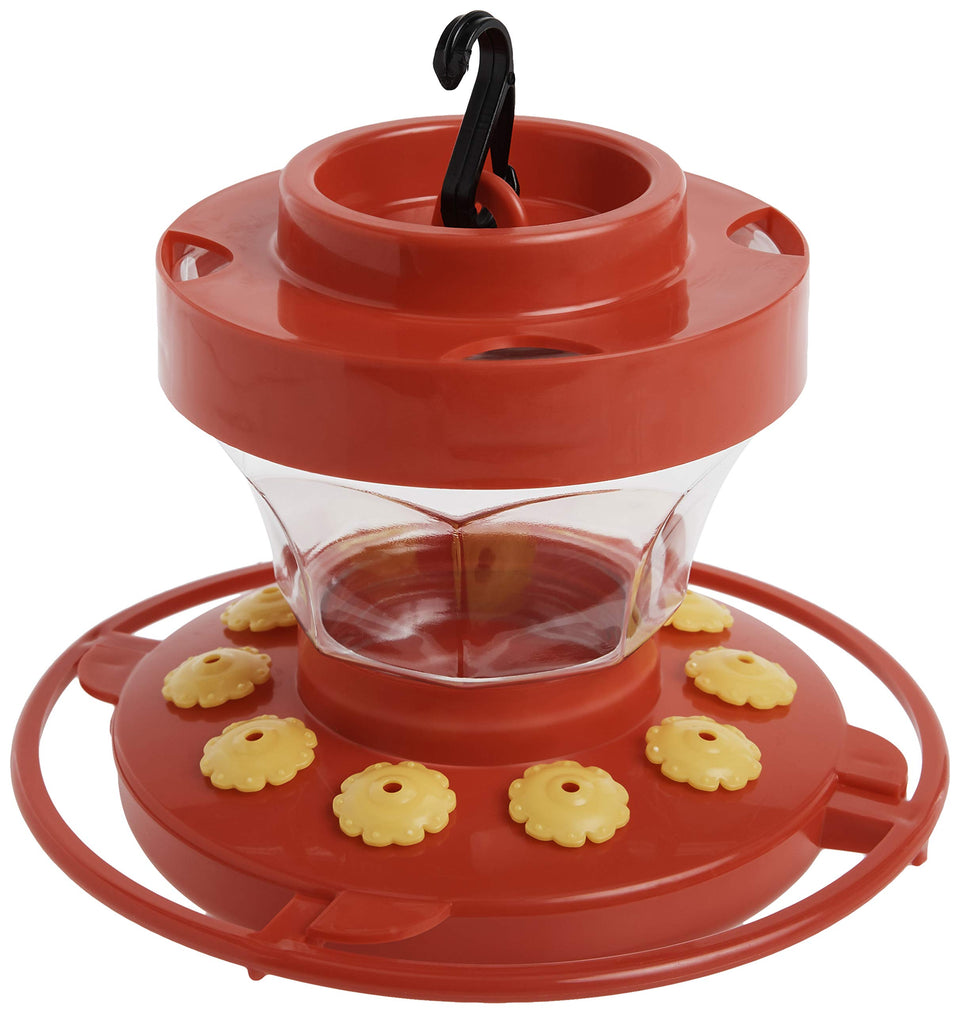 First Nature red hummingbird feeder front view with easy nectar viewing.
