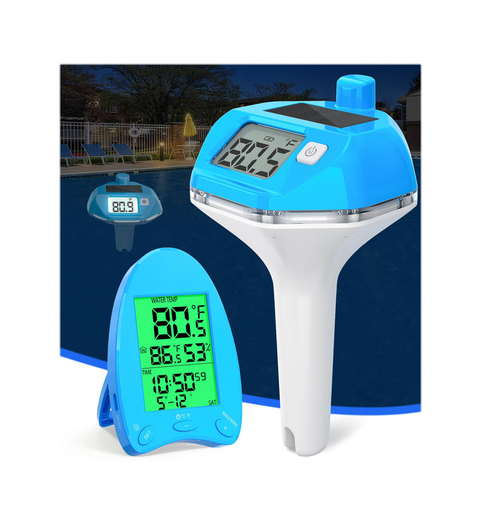 FirstE 2026 wireless pool thermometer with 650ft range for backyard temperature checks.