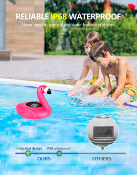 FirstE solar-powered pool thermometer provides eco-friendly, low-maintenance readings.