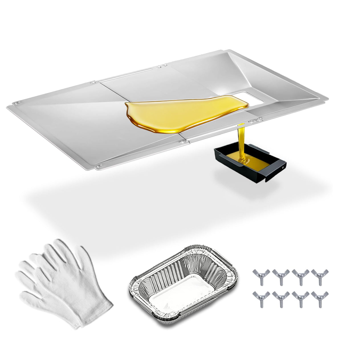 FIRXZYMZ adjustable grease tray extended length aids precise fit on 3-6 burner grills.