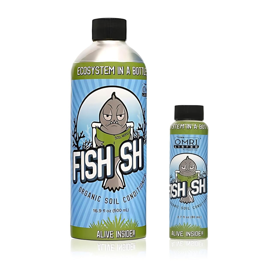 Fish Head Farms Organic Soil Conditioner bottle boosts soil biology and plant vigor