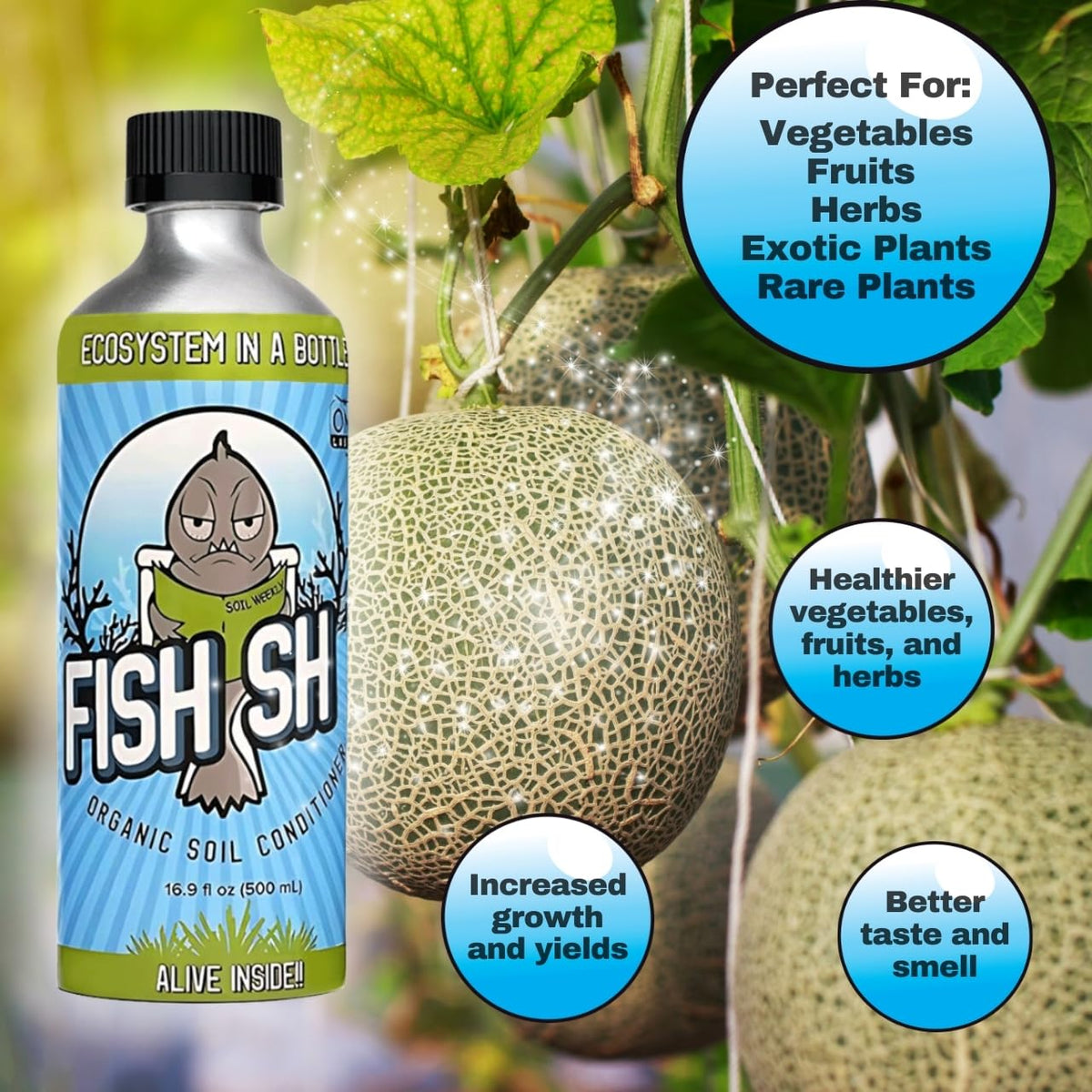 Fish Head Farms Organic Soil Conditioner enhances fruit and vegetable aroma and flavor