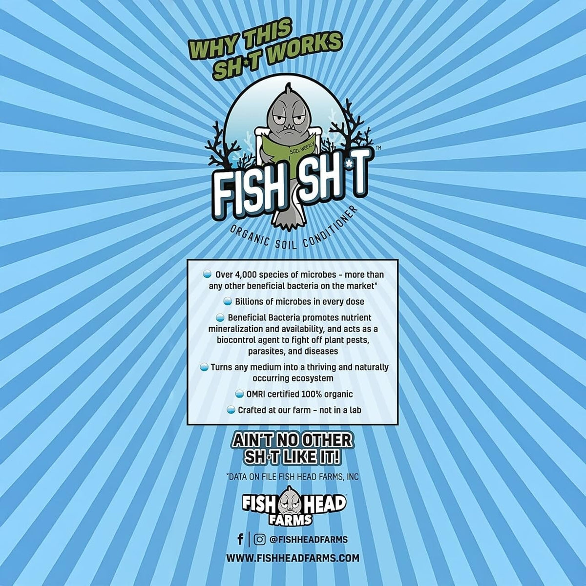 Fish Head Farms Organic Soil Conditioner boosts nutrient uptake for denser foliage