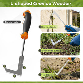 fishark 4-teeth weed digger penetrates soil for easy digging