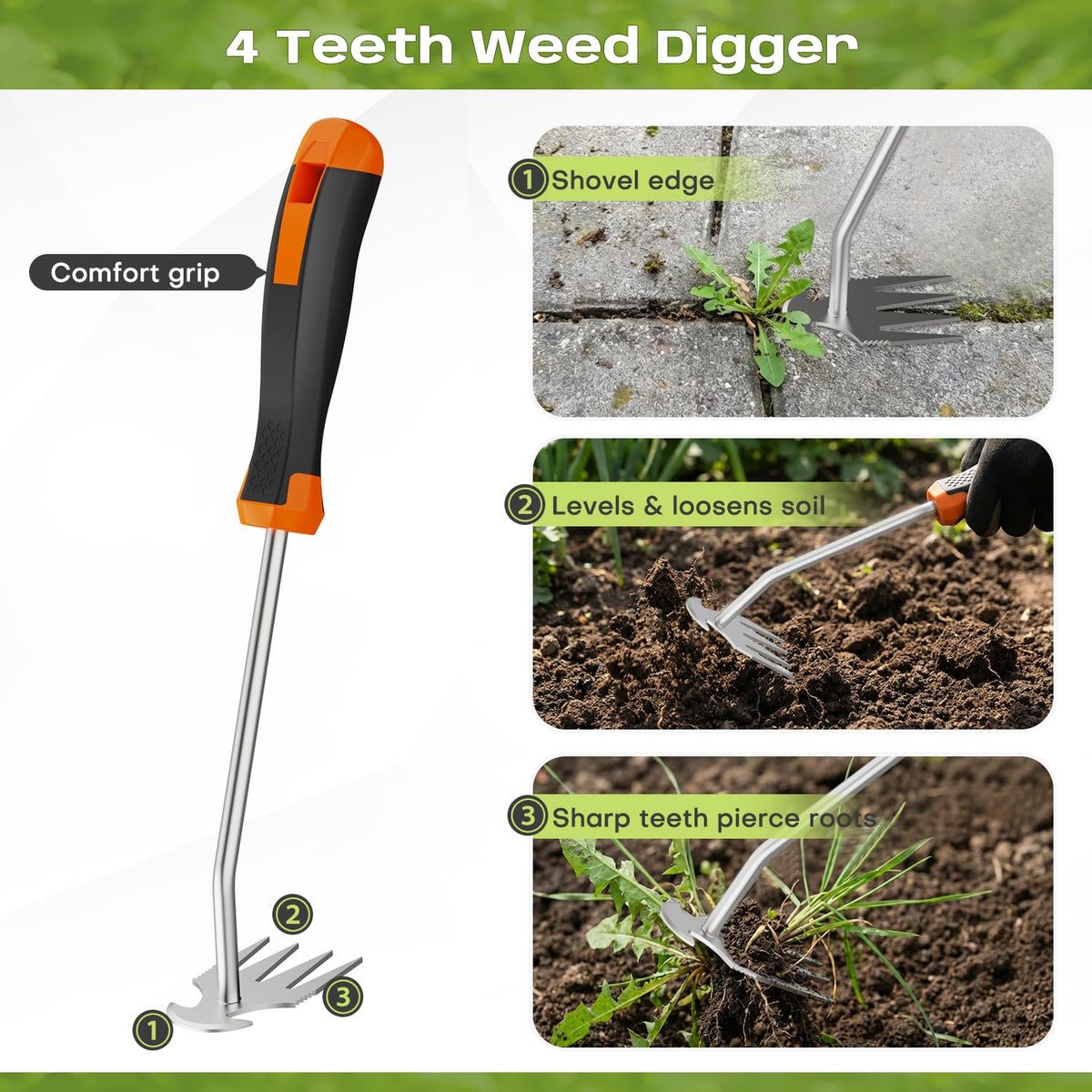 fishark ergonomic handle improves grip during long weeding sessions
