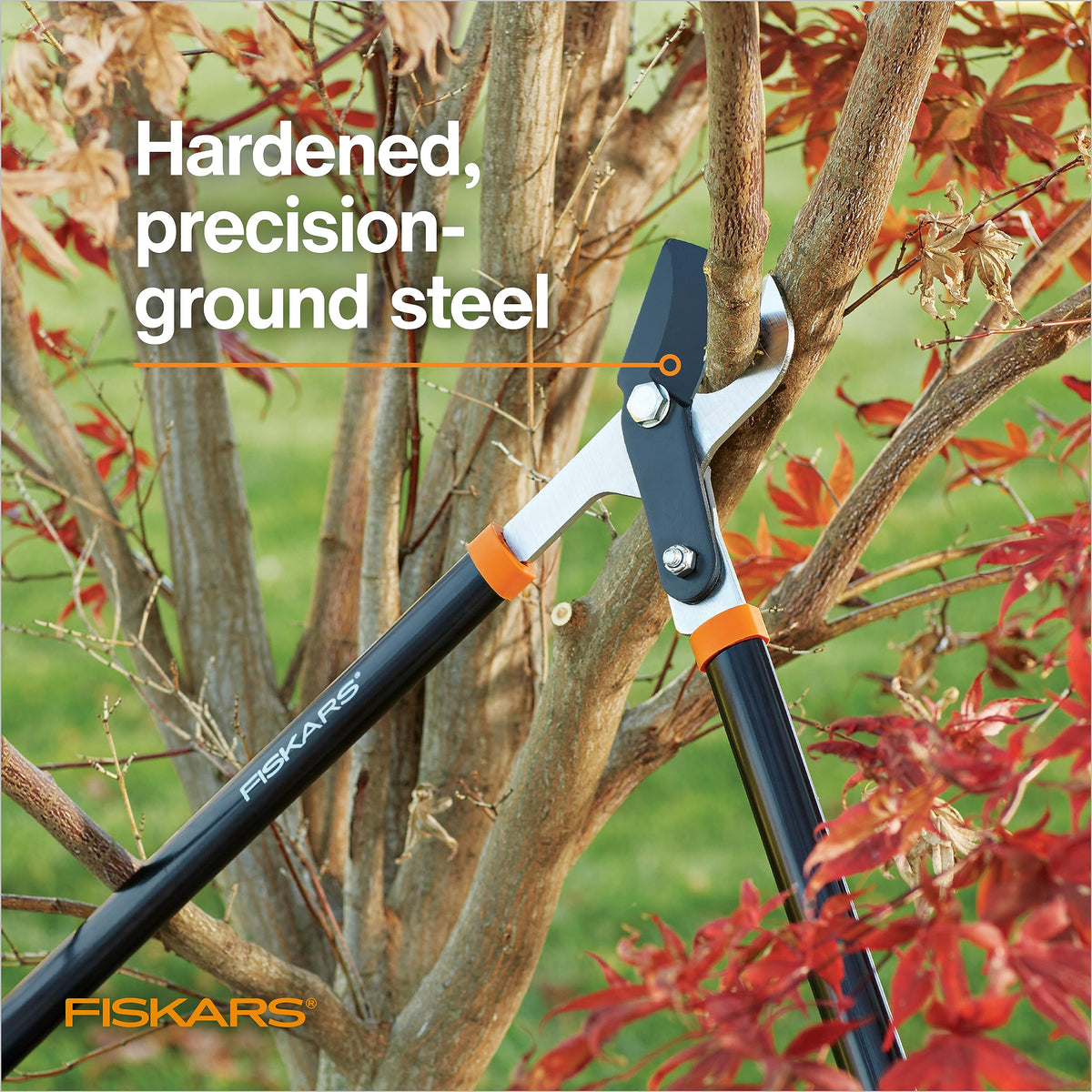 Fiskars 28-Inch Power-Lever Lopper handles heavy branches with minimal effort and fatigue.