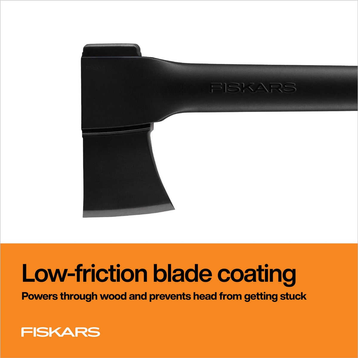 Wood-splitting action with Fiskars axe for efficient firewood prep