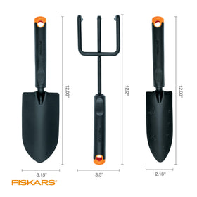 Fiskars cultivator shows durability for aerating soil with rust-resistant head.