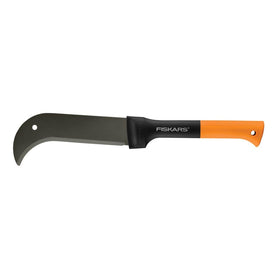 Fiskars 9-inch brush axe with curved blade ready for efficient clearing