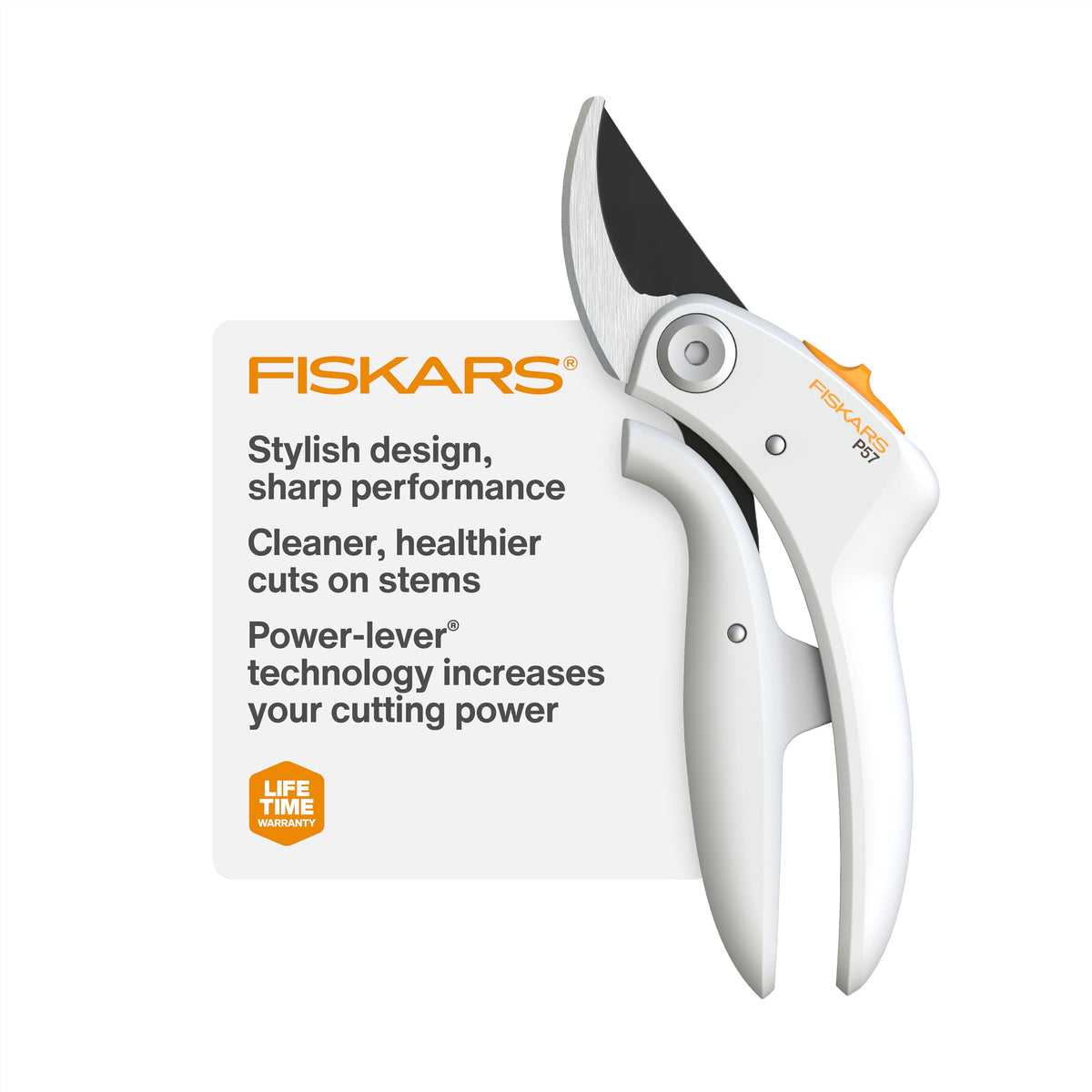 Fiskars Bypass Pruner PowerLever upper blade detail for smooth cuts