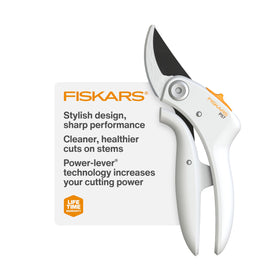 Fiskars Bypass Pruner PowerLever upper blade detail for smooth cuts