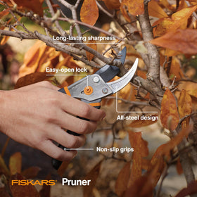 Fiskars Bypass Pruning Shears ergonomic handle for comfortable trimming