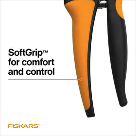 Fiskars Bypass Pruning Shears non-slip grip offers comfortable control.