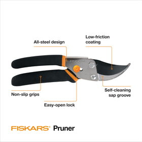 Fiskars Bypass Pruning Shears rust-resistant coating for outdoor use