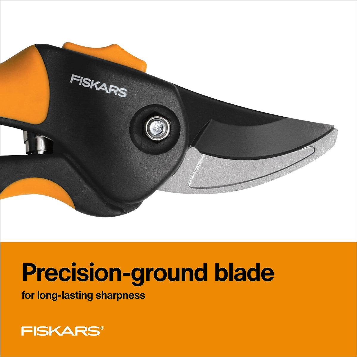 Fiskars Bypass Pruning Shears safety lock keeps blades secure.