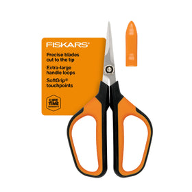 Fiskars Comfort Loop micro-tip snips blade close-up for precise cuts