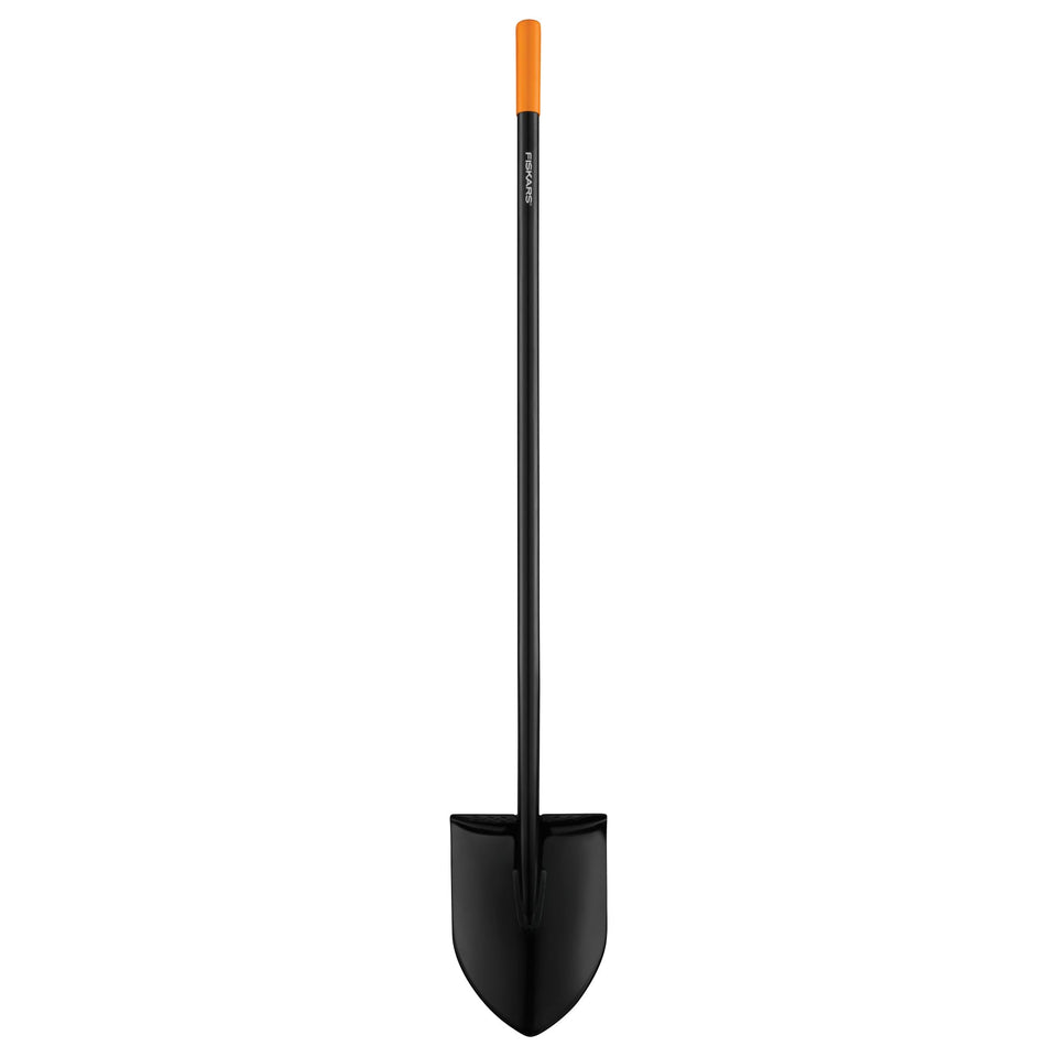Fiskars digging shovel steel blade enables easier digging in tough soil.
