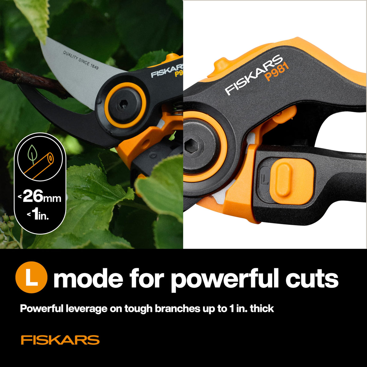 Fiskars DualAction Pruner SoftGrip inlay offering secure comfortable hold