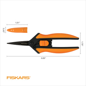 Fiskars durable stainless steel blades stay sharp during heavy use.