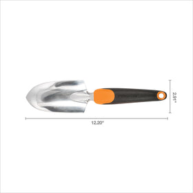 Fiskars Ergo Trowel lifetime warranty provides long-term reliability.