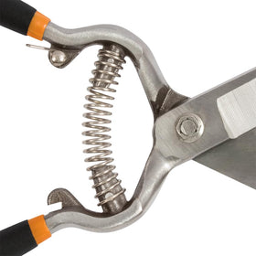 Fiskars forged steel blades close-up highlights durability for heavy use.