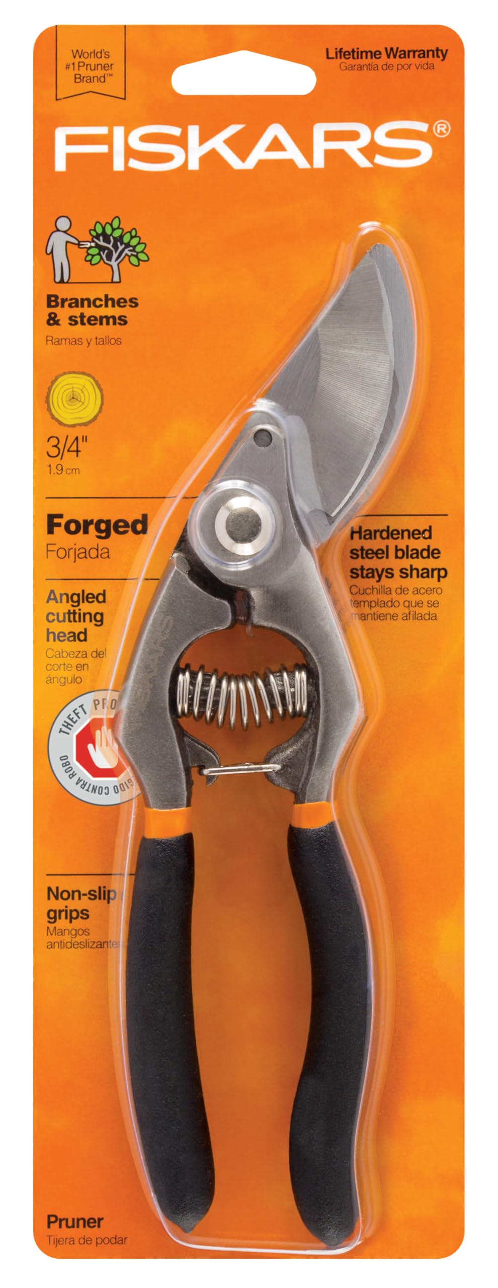 Fiskars Forged Steel Bypass Pruner blade close for precise cuts