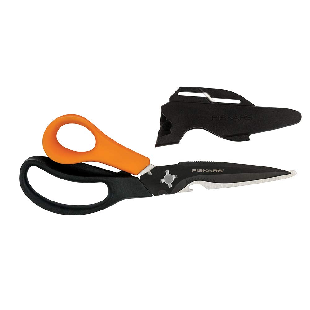 Fiskars Garden Scissors with titanium knife for heavy pruning and clean cuts.