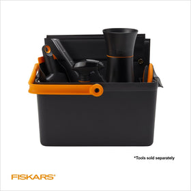Fiskars Garden Tool Caddy locking handle enables secure one-handed carrying