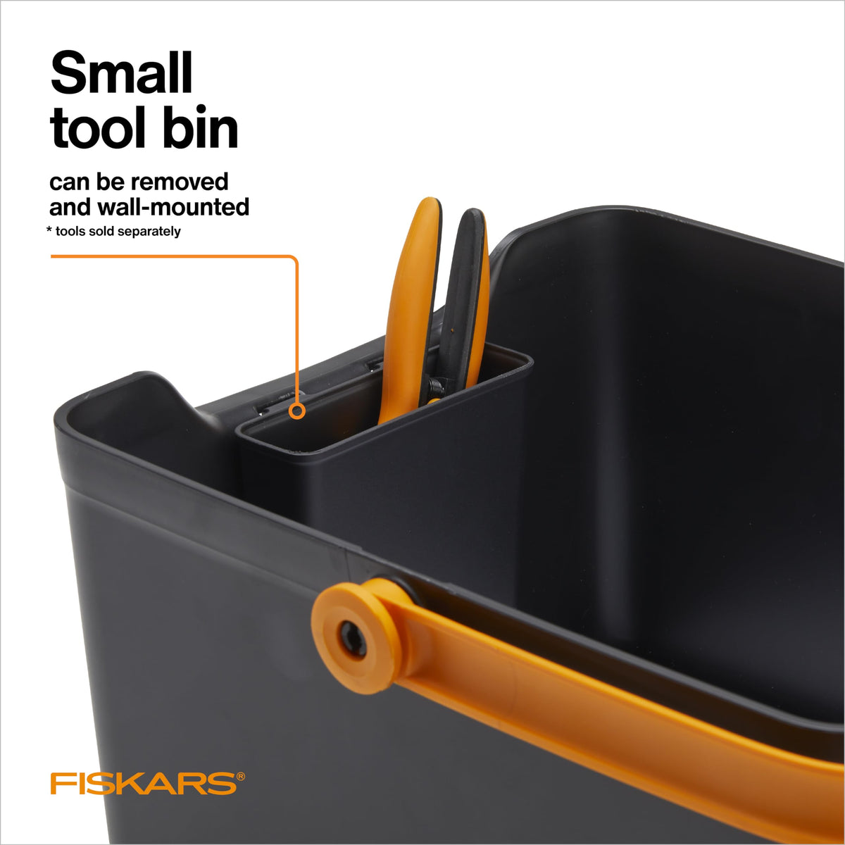 Fiskars Garden Tool Caddy removable bin keeps snips and pruners neatly organized