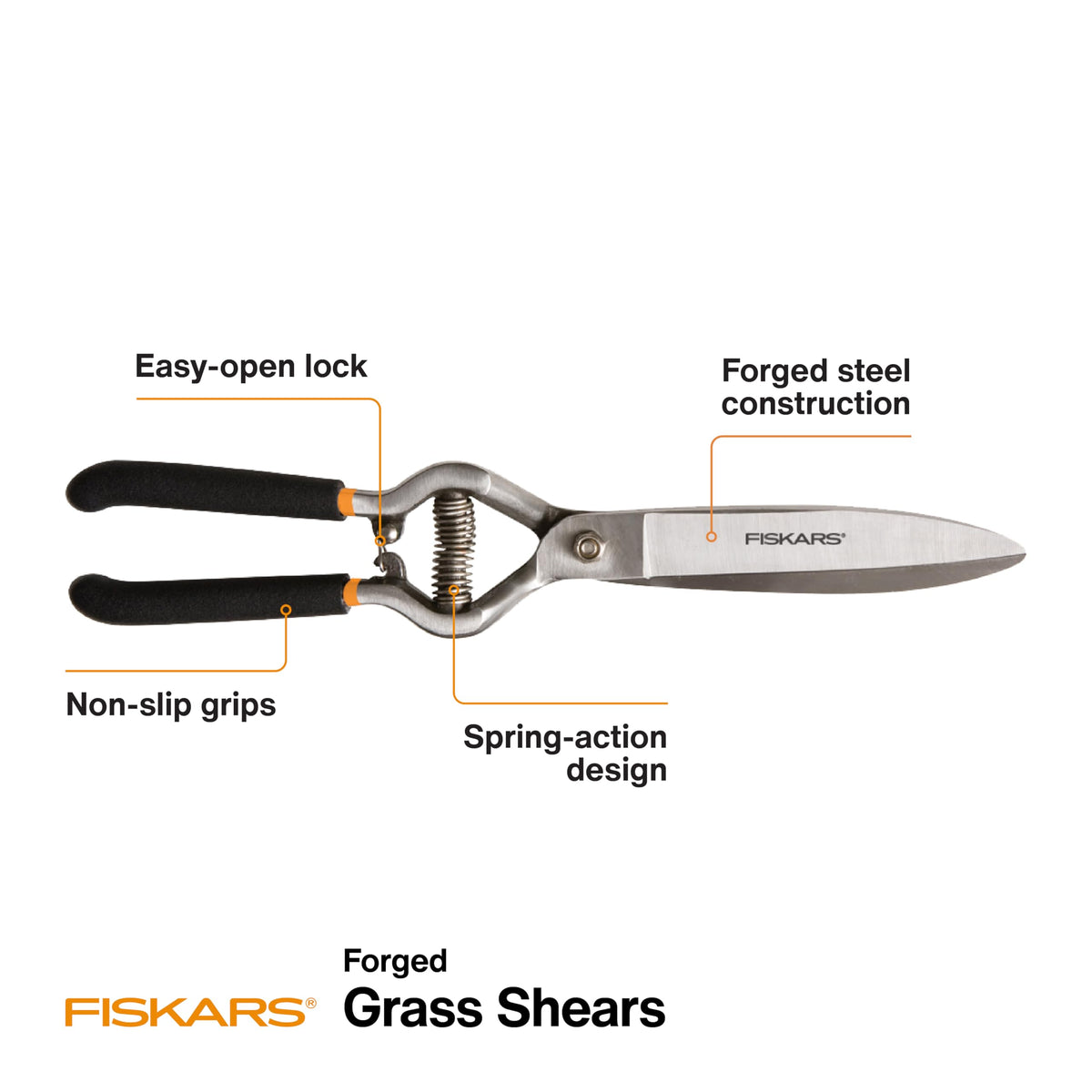 Fiskars forged steel blades cut thick sod with clean, smooth lines.
