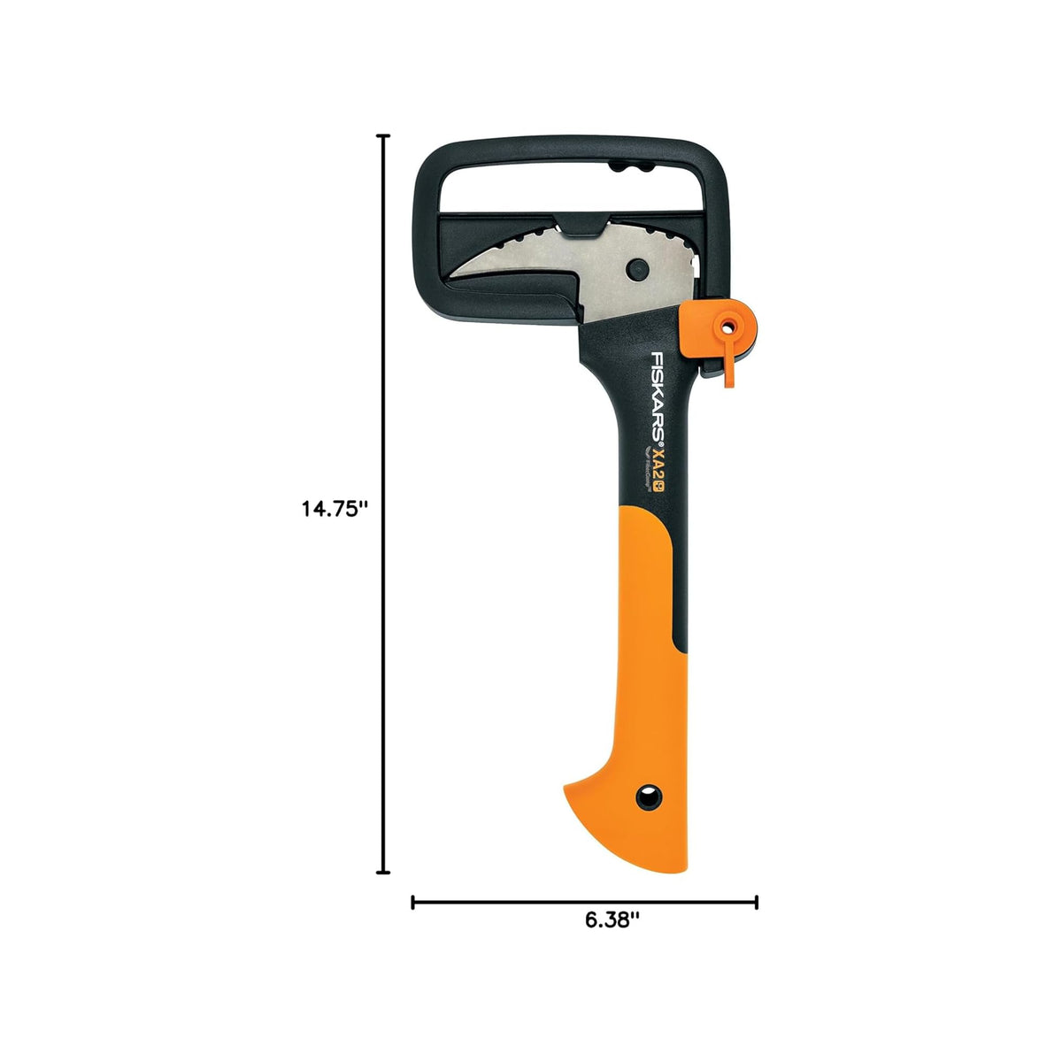 Fiskars Hookaroon black and orange handle adds visibility in the yard.