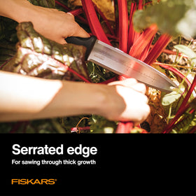 Fiskars Hori Hori knife SoftGrip handle for comfort during long sessions