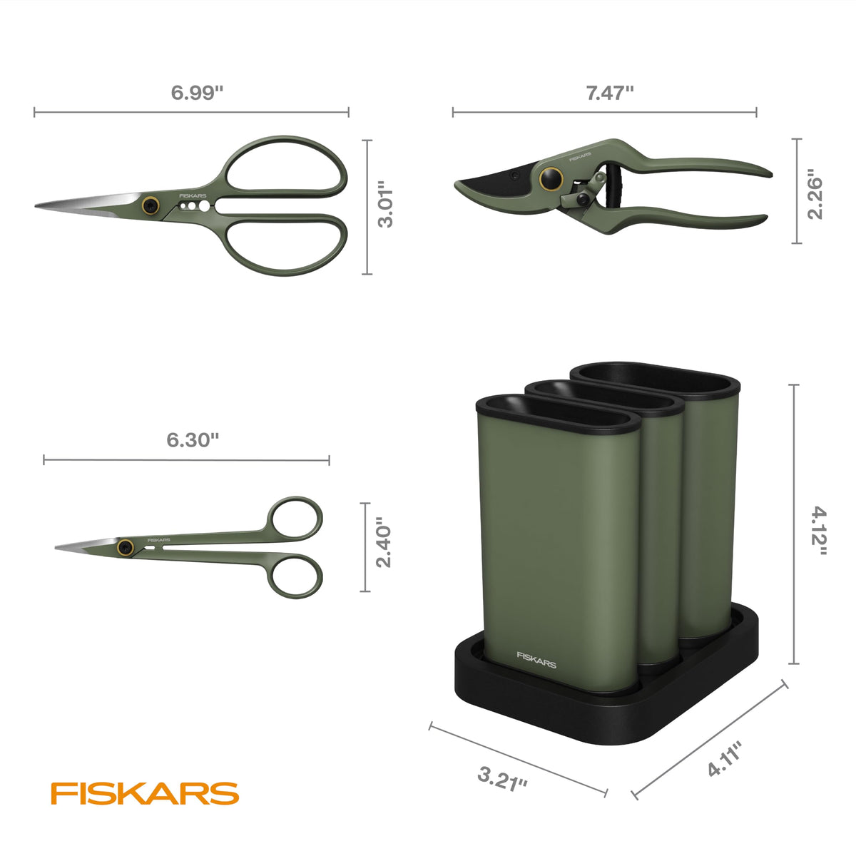 Fiskars indoor garden setup with tools neatly displayed