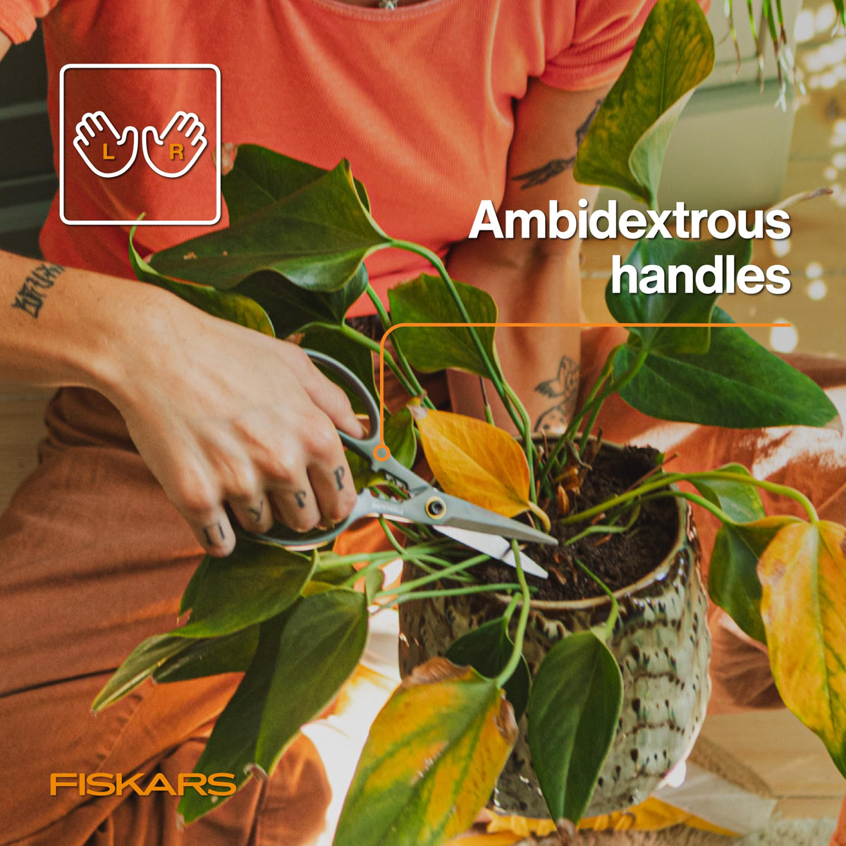 Fiskars Plant Shaping Shears blend with home décor while staying accessible.