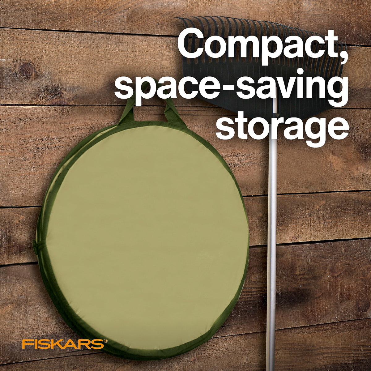 Tear-resistant fabric keeps up with seasonal yard cleanup of Fiskars Kangaroo bag.