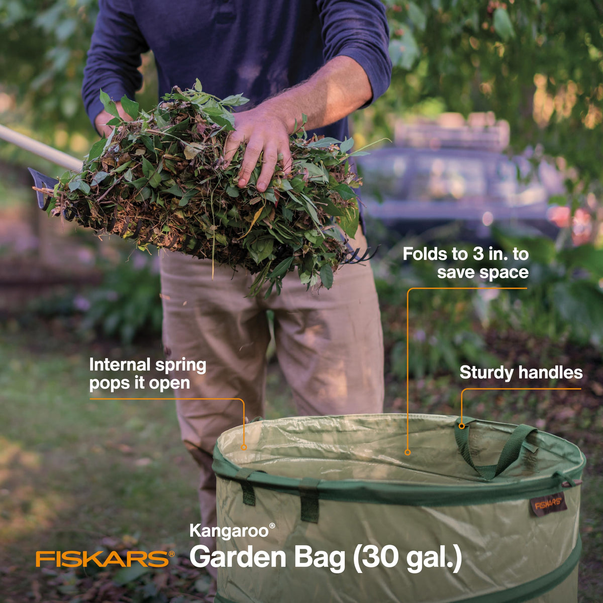 Fiskars Kangaroo collapsible bag folded flat for storage