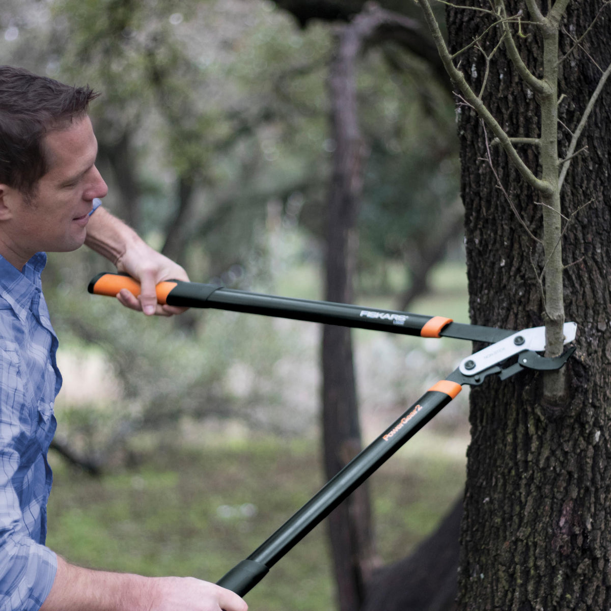 Fiskars garden tool in action demonstrating smooth precise pruning
