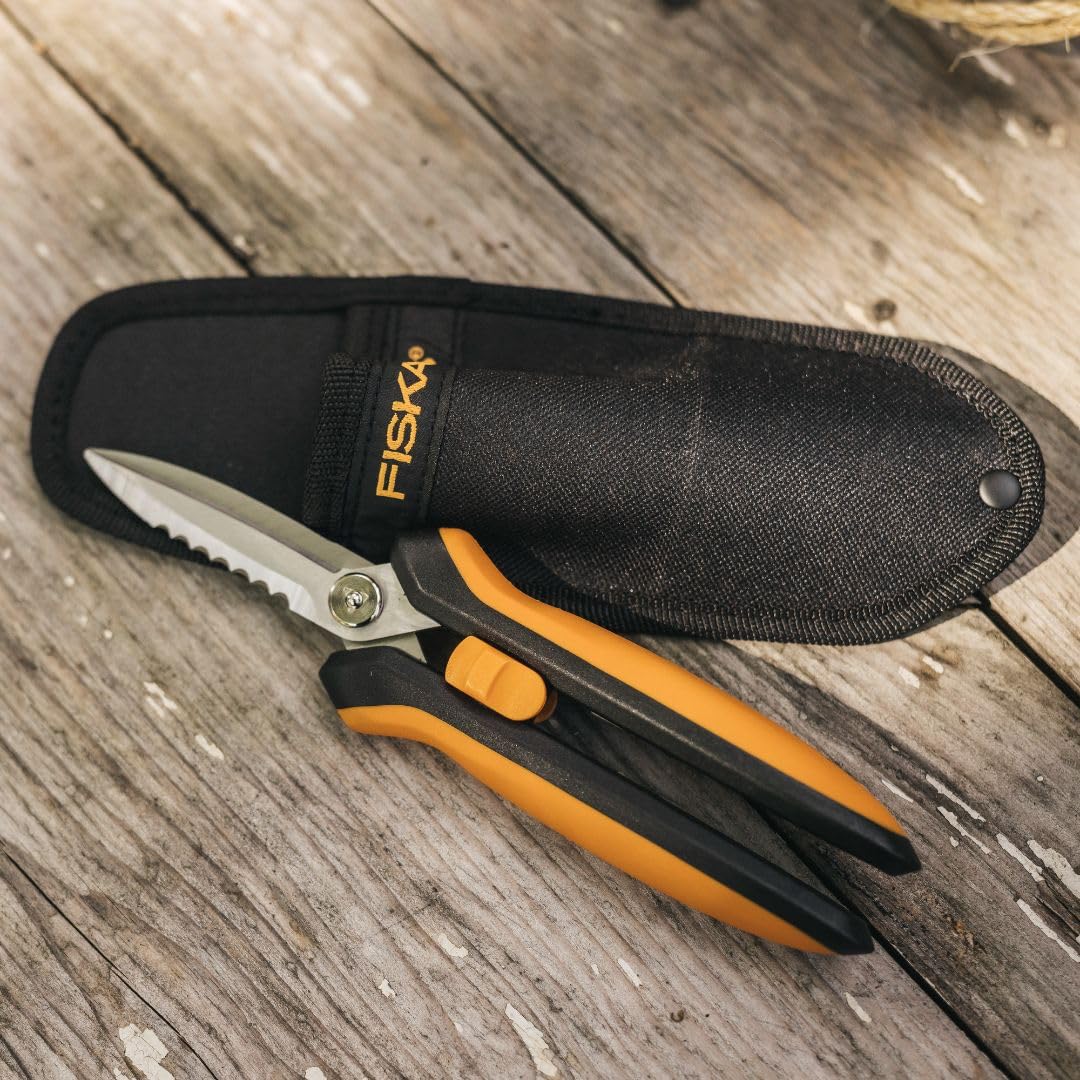 Fiskars snips serrated edge captures tough rope with ease