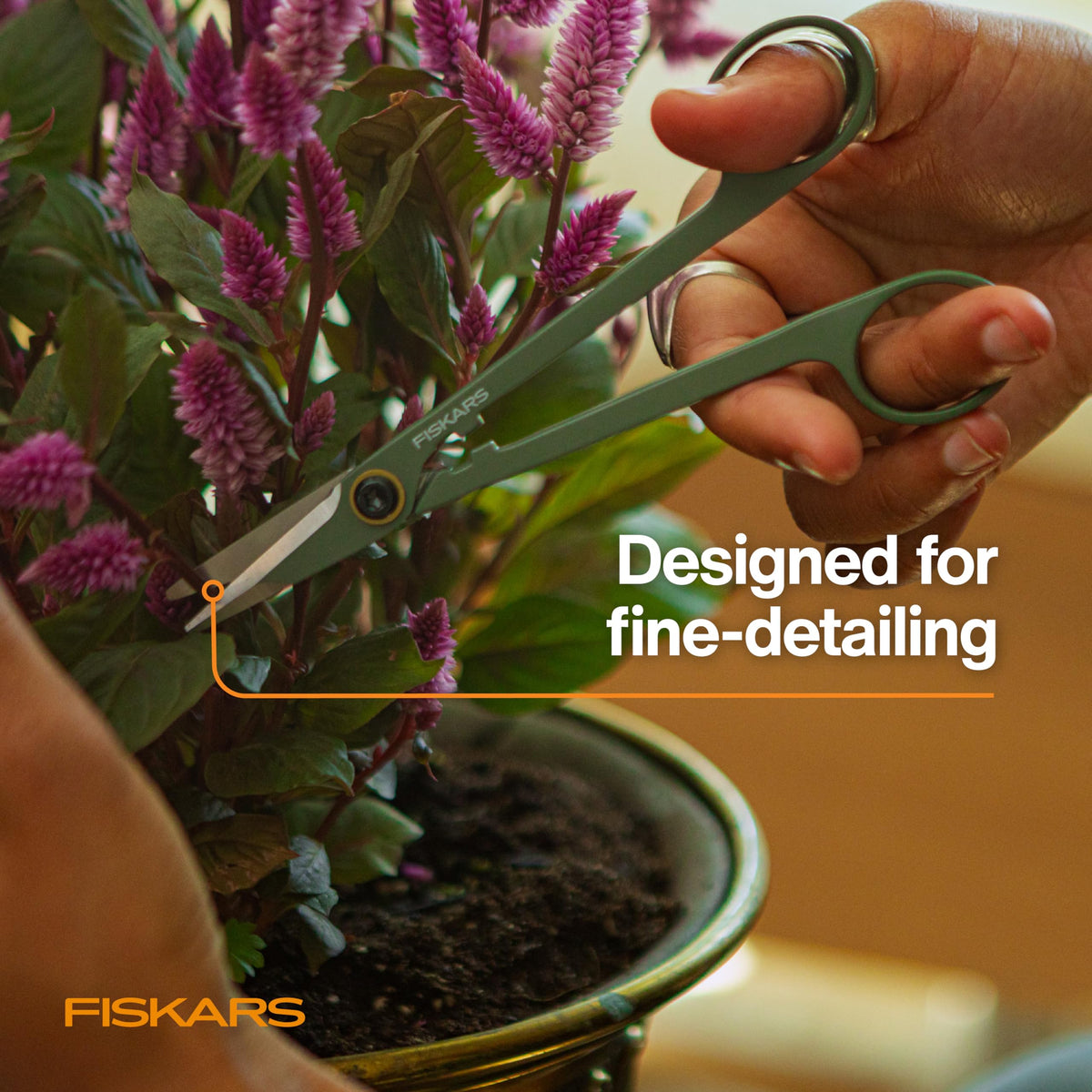 Fiskars Plant Detailer Snips tackle dense foliage for clean, healthy growth.
