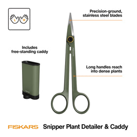 Fiskars Plant Detailer Snips with holder keeps storage neat and stylish.